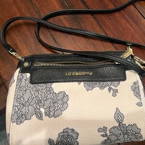 Liz Claiborne Black and White Floral Crossbody Bag